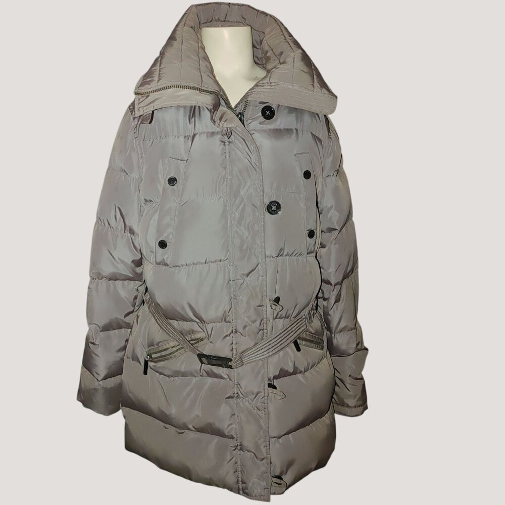 Michael Kors Puffer Coat Size Large Gray Womens Hooded Grey Polyester